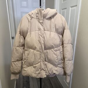Levi's Plus Size  Beige Puffer Jacket with Hoodie